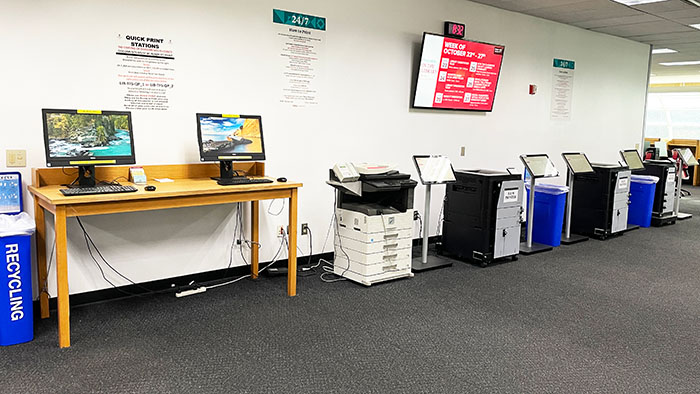 Public printers in the After-Hours Study Area