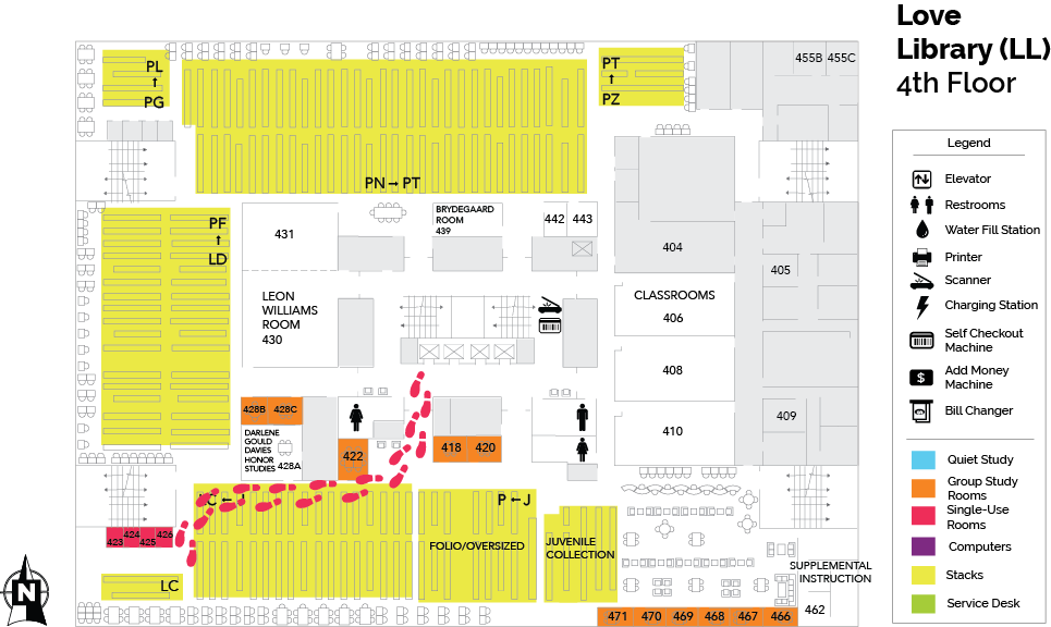 map of single use room location